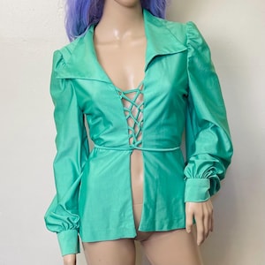 70s Lace up Shirt - Etsy UK