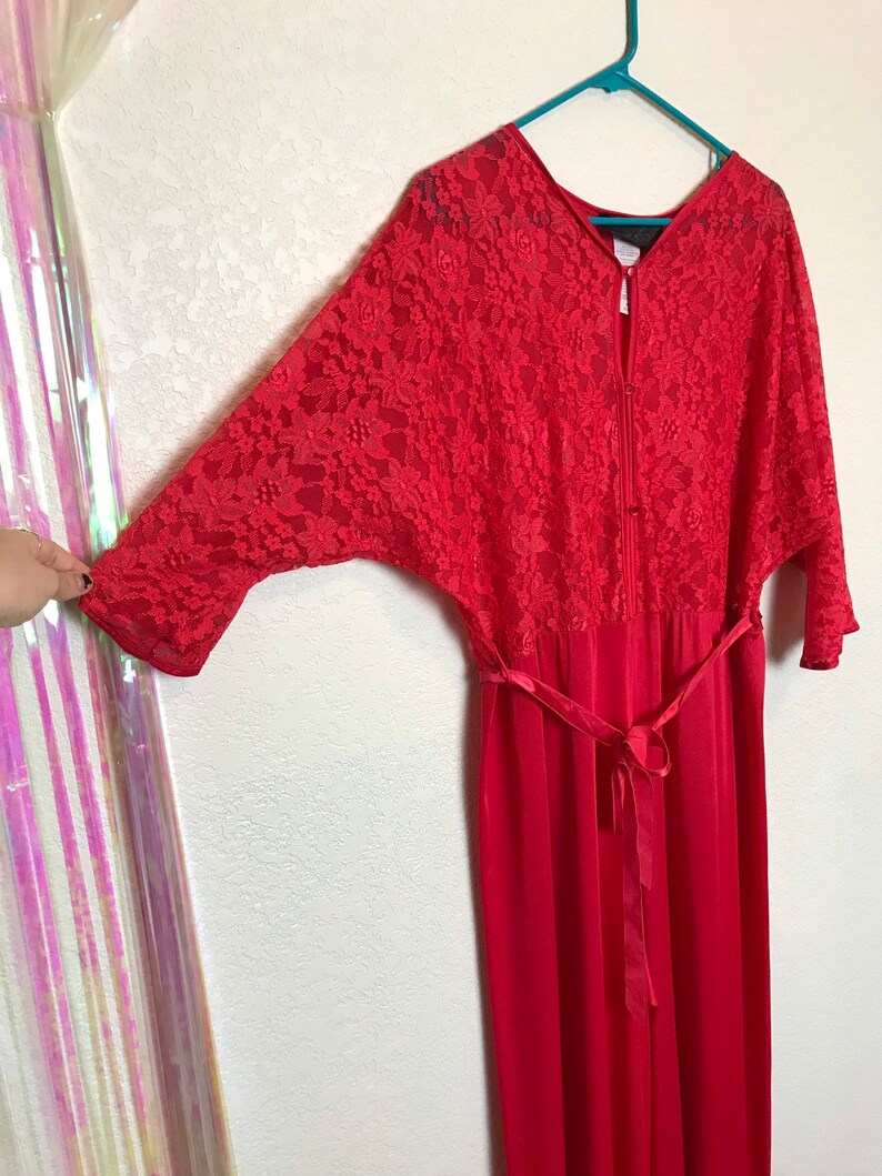 Gorgeous Vintage 80s Cherry Red Plus Size Full Length Lingerie Jumpsuit