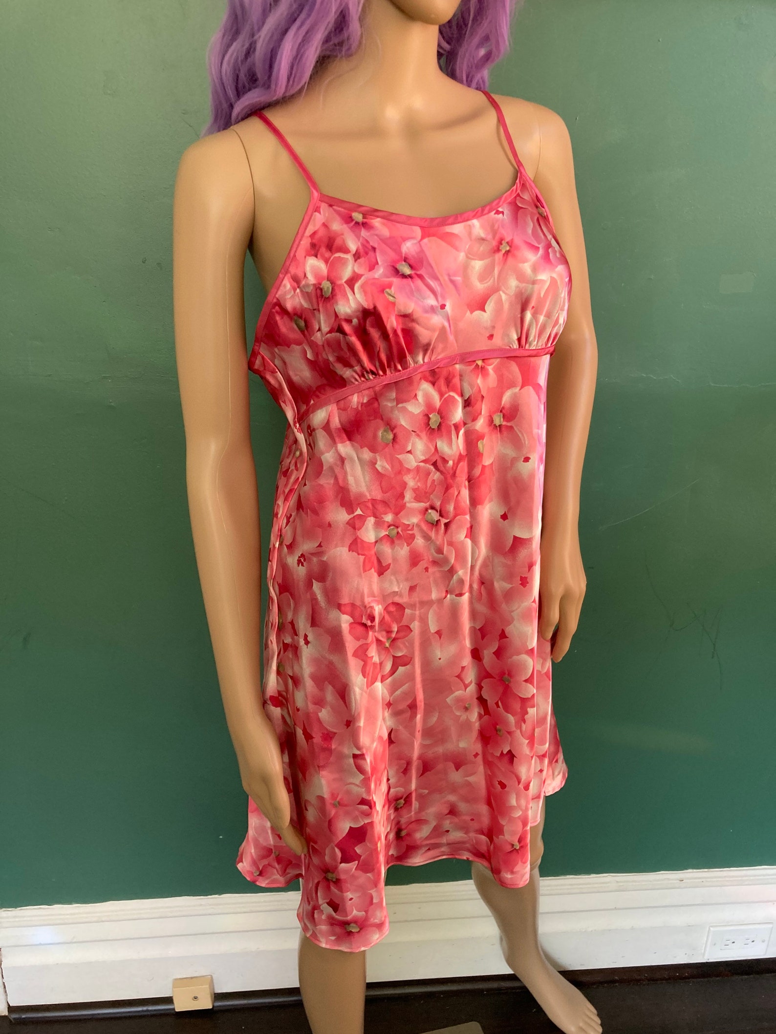 Rosy Pink Vintage Y2k Satin Lingerie Nightie Etsy