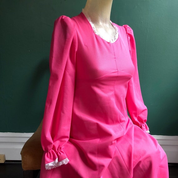 Vintage 60s Neon Pink Princess Gown