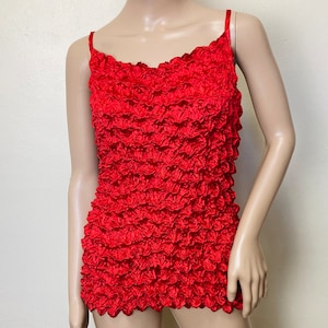 Cherry Red Textured Vintage 90s Adjustable Camisole