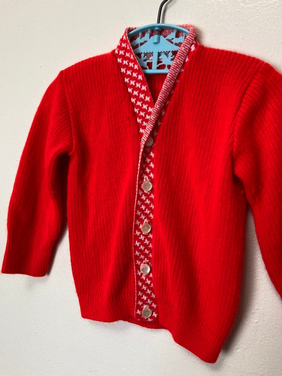 Cherry Red Vintage Blue Bird Cardigan Sweater 12M - image 4