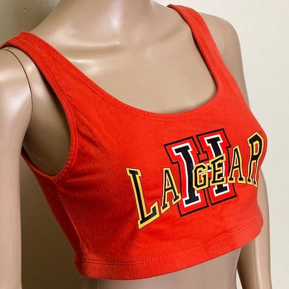 LA Gear Vintage 90s Stretch Cotton Blend College Logo Crop Top 