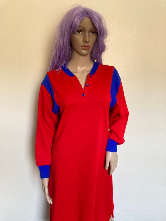 Comfy Vintage 80s Red and Blue Sweatshirt Lounge … - image 8