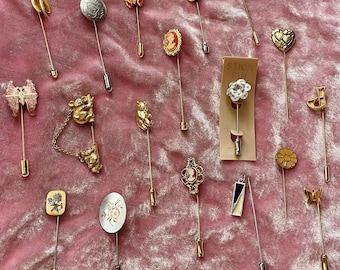 Pick One Vintage Warm Gold or Silver Stick Pin