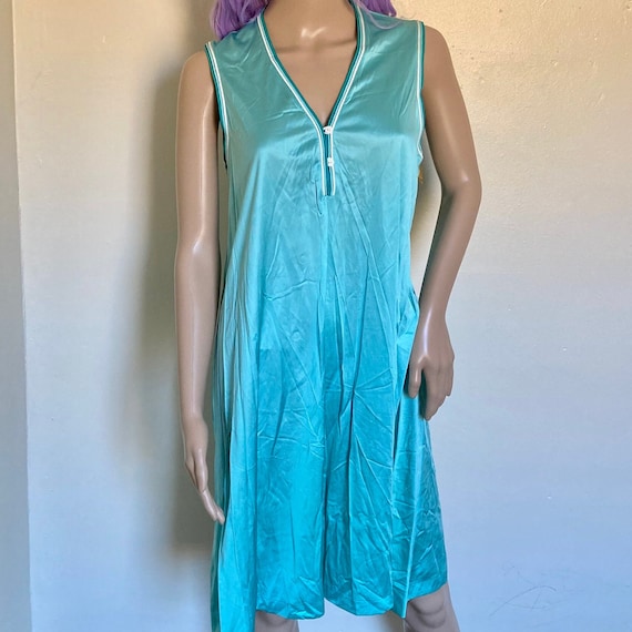 Vintage 80s Shimmery Blue Deadstock Lingerie Nigh… - image 1