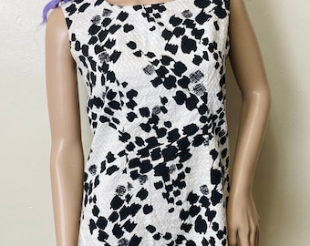 Black and White Vintage Mod Dalmatian Print 60s Fitted Top