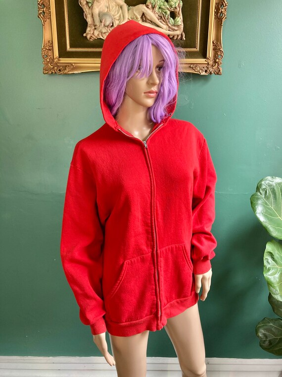 Blank Red Vintage 80s Jerzees Hoodie Sweatshirt
