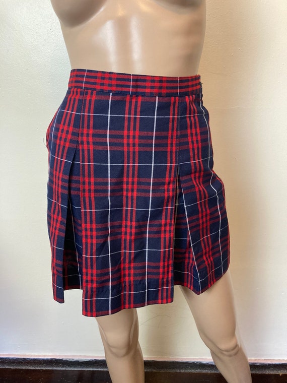 Y2K Vintage 90s Plaid Schoolgirl High Waist Pleat… - image 2