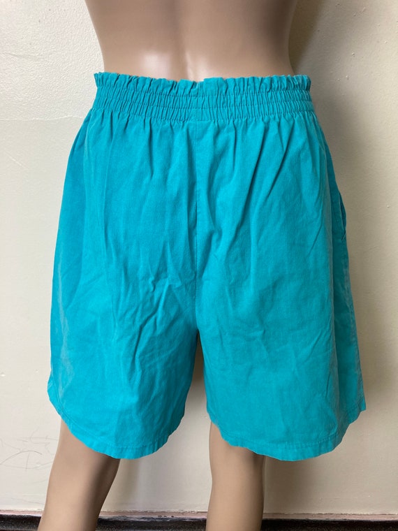 Teal Vintage 80s Paper Bag Waist Comfy Shorts - image 5