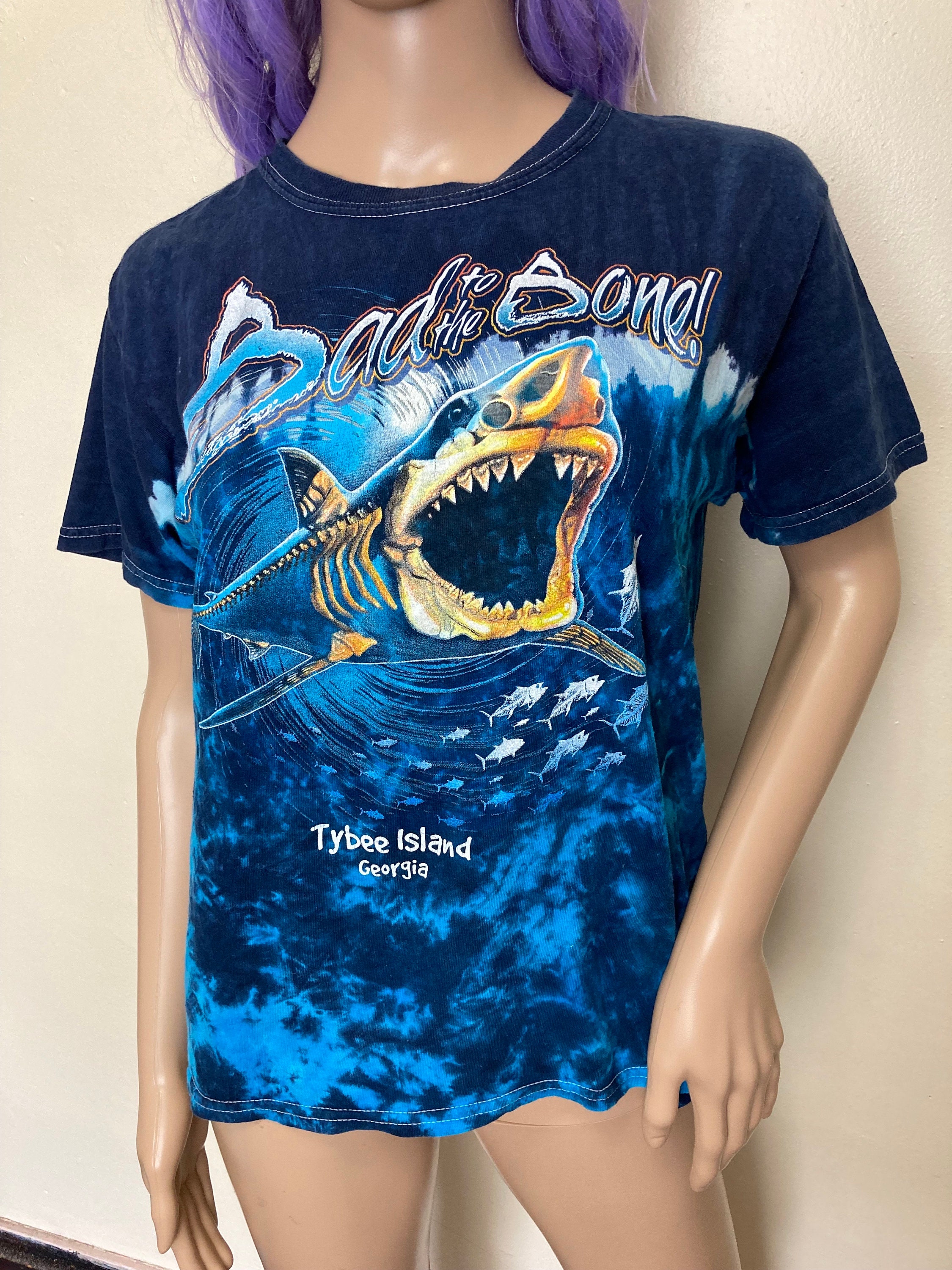 Bad to the Bone Vintage 90s Tybee Island Shark Crewneck Tee