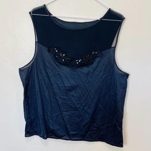 Plus Size Black Lace and Nylon Vintage Lingerie Camisole