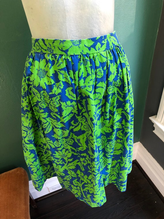 Vintage 70s Green and Blue Psychedelic Skirt and … - image 6