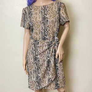 Snake Print Chiffon Vintage 90s Wrap Skirt Dress
