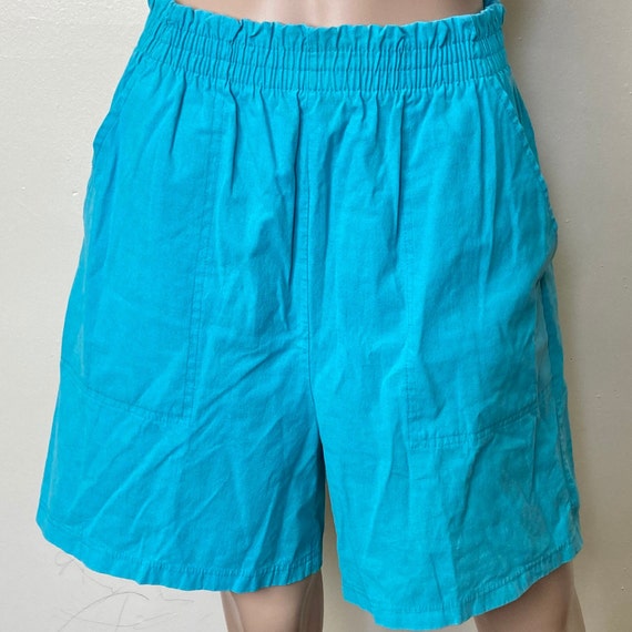Teal Vintage 80s Paper Bag Waist Comfy Shorts - image 1