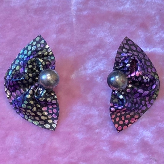 Avant Garde 80s Wearable Art Ruffle Earrings