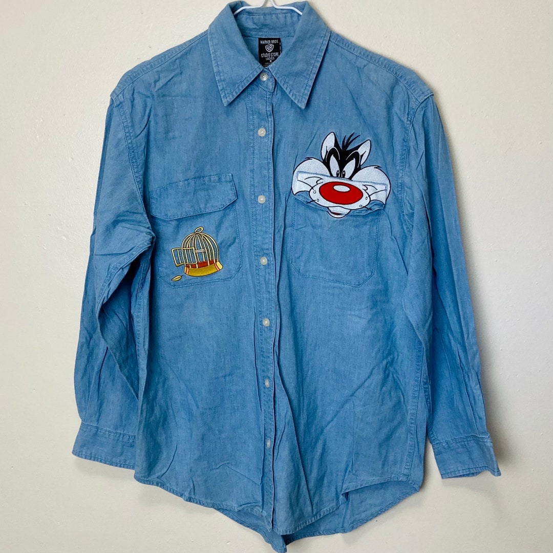 Tweety and Sylvester Vintage 90s Looney Tunes Denim Pocket