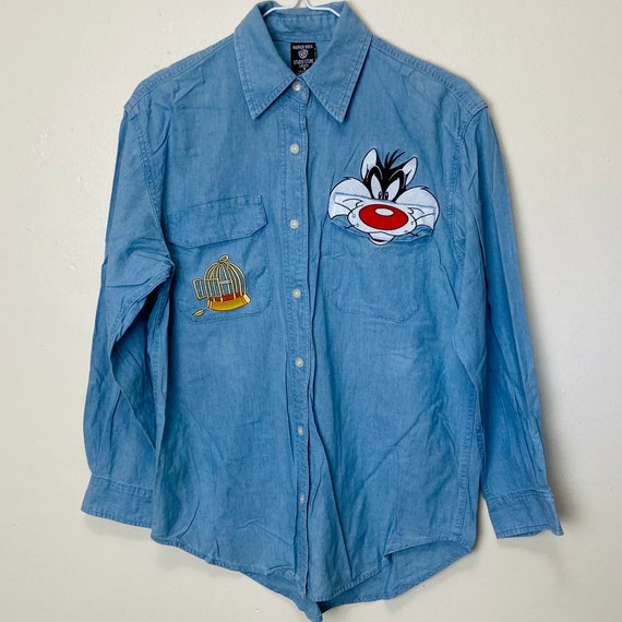 Tweety and Sylvester Vintage 90s Looney Tunes Denim Pocket