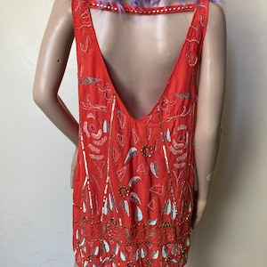 Free People mini-jurk met kralen: koraaloranje lovertjes verfraaid afbeelding 7