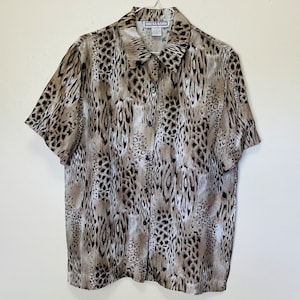 Pure Silk Animal Print Vintage 90s Boxy Top