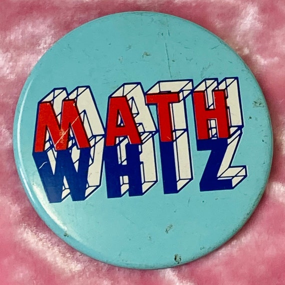Math Whiz Vintage 1979 Oversize Button Pin Badge