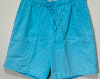 Sky Blue Cotton Vintage 90s Shorts with Pockets