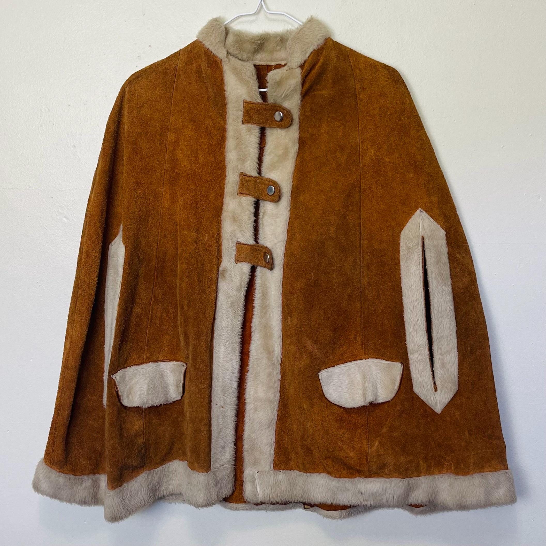 ジャケット・アウター vintage hand paint leather poncho leather poncho レザージャケット vintage Leather Poncho - Etsy