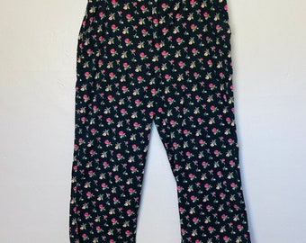 April Cornell Vintage 90s Cottagecore Rosebud Print Relaxed Pants