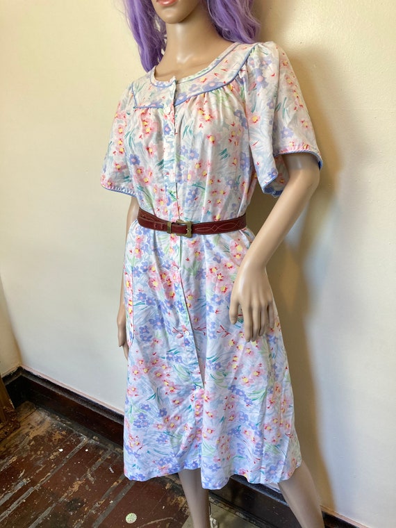 Pastel Daisy Vintage 80s Chore Dress Plus Size XL - image 3