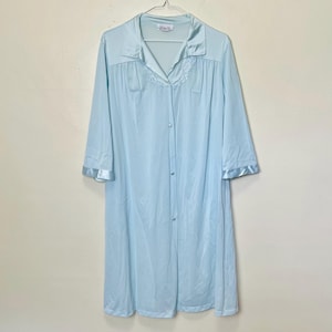 Weicher blauer Vanity Fair 70er Jahre Nylon Lingerie Robe Hausmantel