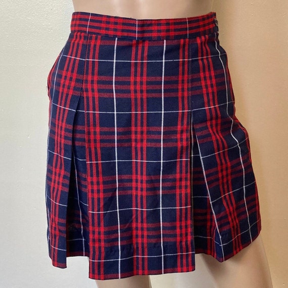 Y2K Vintage 90s Plaid Schoolgirl High Waist Pleat… - image 1