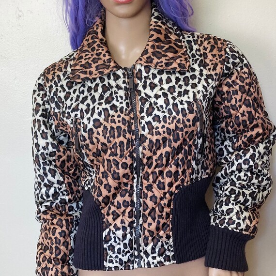 Y2K Vintage 90s Cropped Cheetah Print Puffer Jacket Etsy