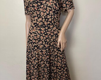 Crossback Neutral Floral Vintage 90s Empire Waist Botanical