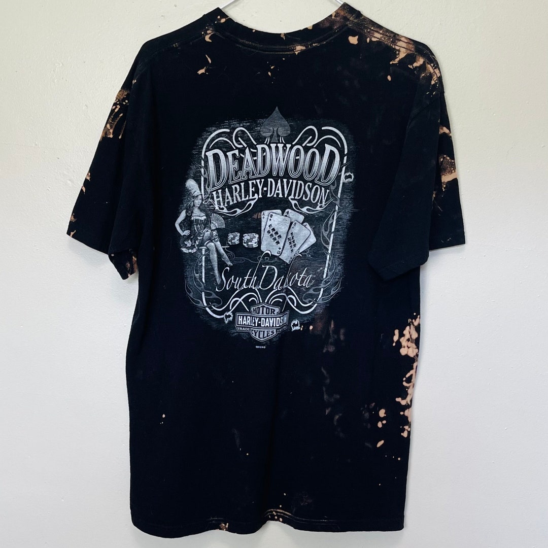 Harley Davidson Motorcycles Deadwood Cotton Bleached Out Crewneck