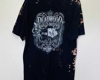 Harley Davidson Motorcycles Deadwood Cotton Bleached Out Crewneck