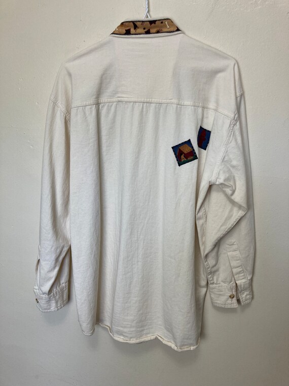 Dog Patchwork Vintage 90s Collared Button Down Sh… - image 9