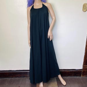 Black Maxi Vintage 70s Scoopneck Halter Dress