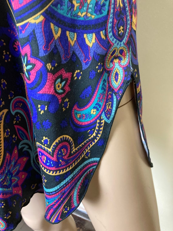 Jewel Tone Paisley Vintage 80s Mini Nightgown - image 4