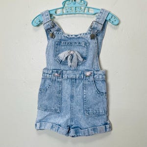 Acid Wash Vintage 80s Lacy Rosette Bib Overalls Toddler 18M