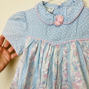 Pastel Peter Pan Collared Vintage Toddler Girls Puff Sleeve Dress image 6