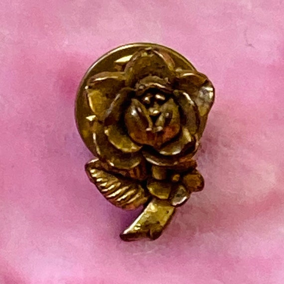 Tiny Vintage 80s Rose Pin - image 1