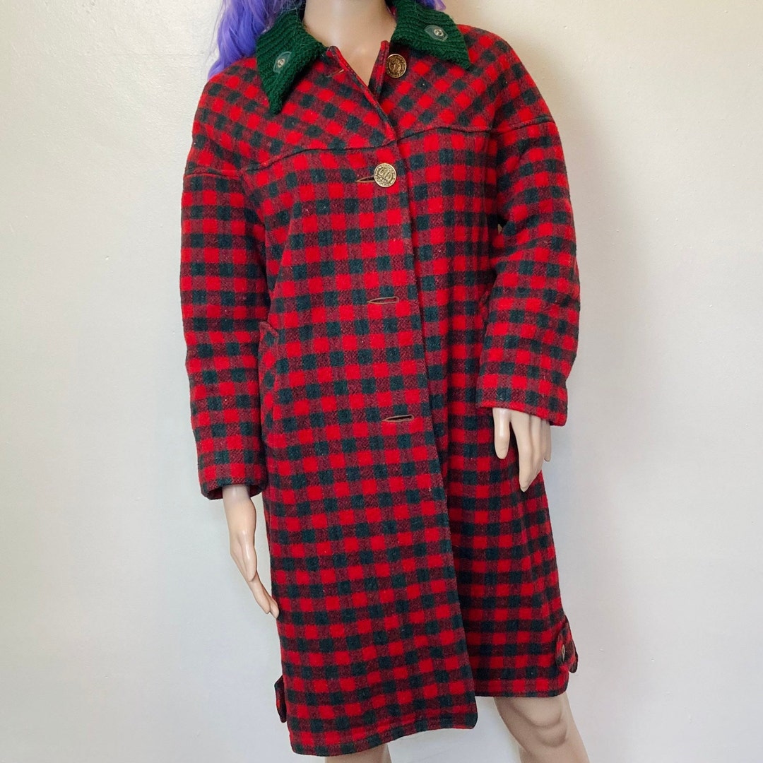 Plaid Wool Vintage 70s Chunky Oversize Long Coat - Etsy