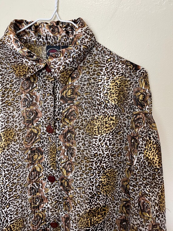 Plus Size Sheer Leopard Print and Rose Vintage 19… - image 9