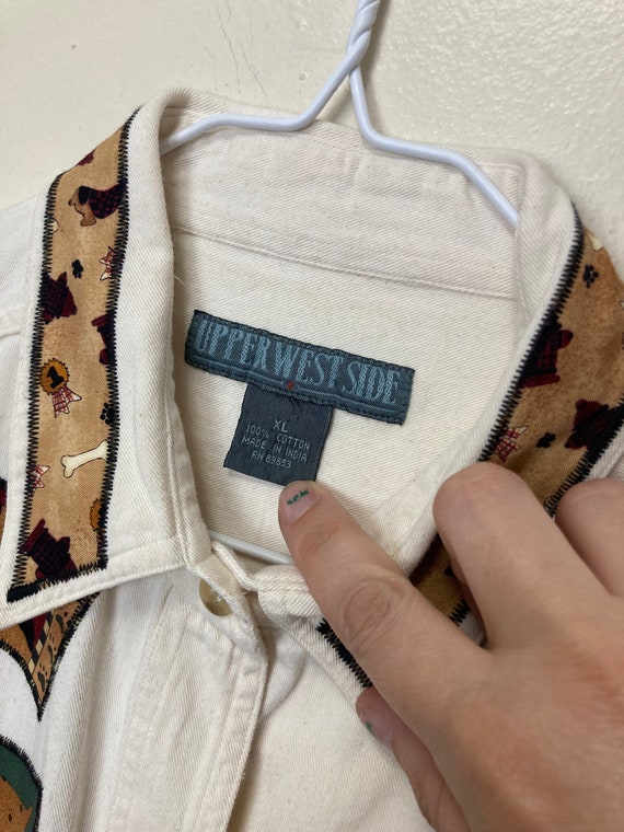 Dog Patchwork Vintage 90s Collared Button Down Sh… - image 5