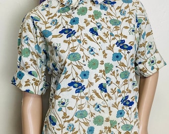 Round Collared Vintage 40s Cropped Floral Top