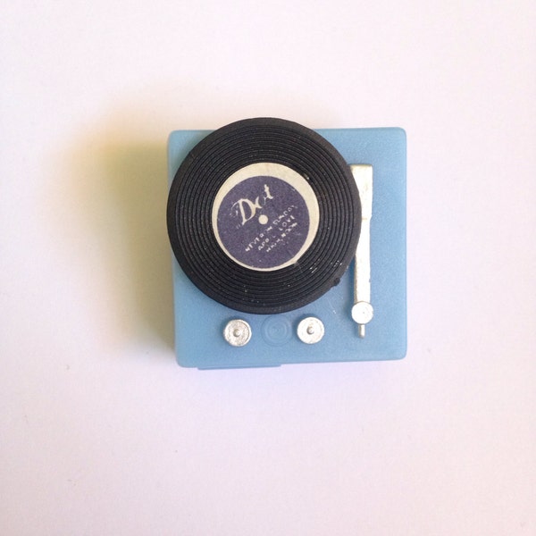 SALE Pastel Blue Record Player Turntable Toy Brooch