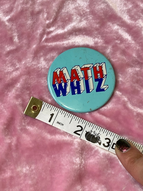 Math Whiz Vintage 1979 Oversize Button Pin Badge View 3
