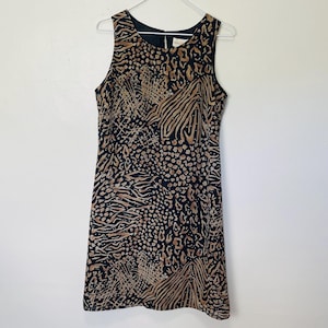 Abstract Leopard Print Vintage 90s Sleeveless Keyhole Dress