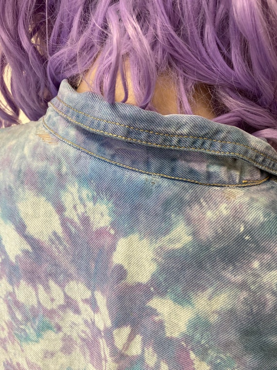 Dyed Chambray Vintage 90s Cropped Denim Jacket - image 9