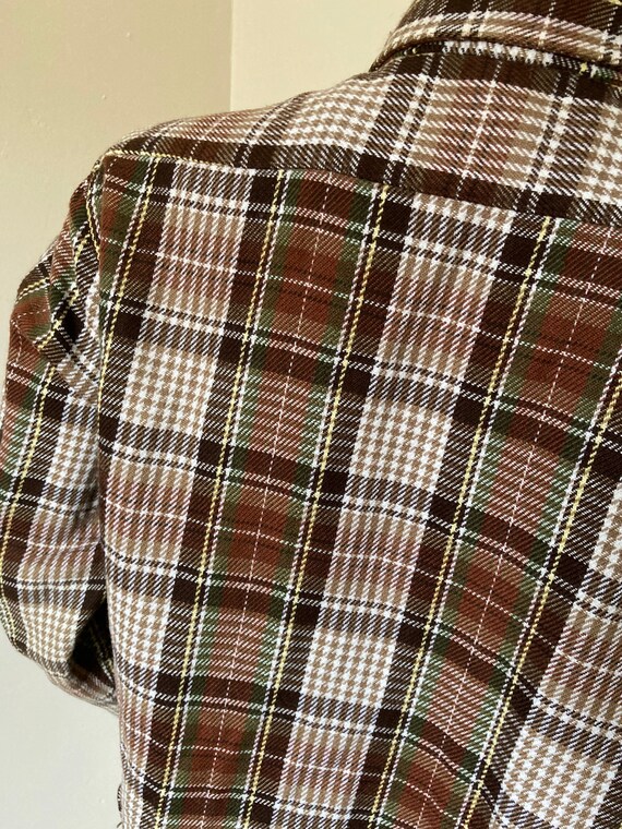 Western Plaid 70s Vintage Unisex Brown Shirt - image 10